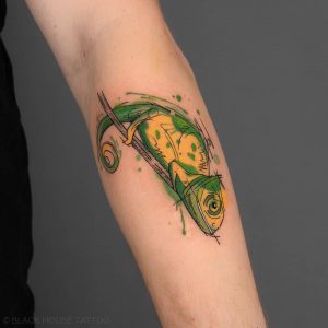Tetování ve stylu watercolor. Motiv zvířata. Malá kérka. Tetovala Anastasia Barulina.