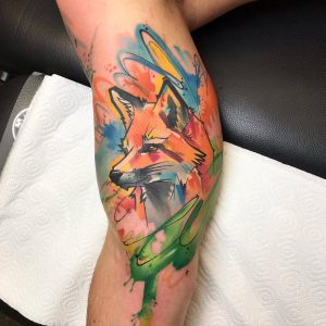 Tetování ve stylu watercolor. Motiv zvířata. Střední kérka. Tetoval Daw3n.