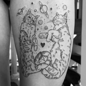 Tetování ve stylu linework. Motiv zvířata. Malá kérka. Tetovala Erinel Bathory.