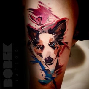 Tetování ve stylu watercolor. Motiv zvířata. Střední kérka. Tetoval Peter Bobek.