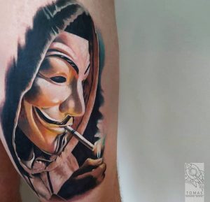 Tetování ve stylu realistic. Motiv portrét. Střední kérka. Tetoval Tomáš Fiala.