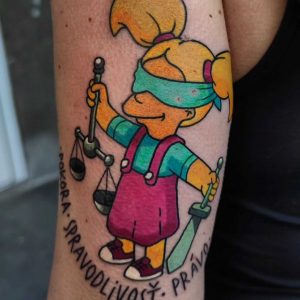 Tetování ve stylu traditional. Motiv anime. Malá kérka. Tetoval Bastard Vlado.