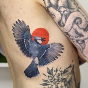 Tetování ve stylu watercolor. Motiv zvířata. Malá kérka. Tetovala Martina Hamanová.