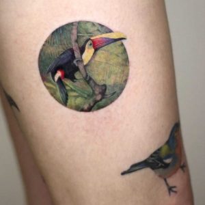 Tetování ve stylu watercolor. Motiv zvířata. Malá kérka. Tetovala Martina Hamanová.