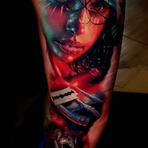 Tetování ve stylu realistic. Motiv portrét. Velká kérka. Tetoval Milan Polák.