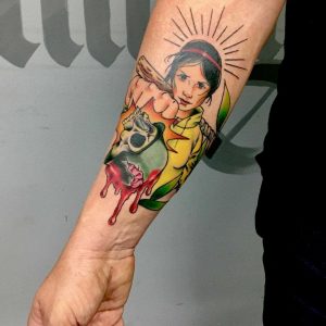 Tetování ve stylu traditional. Motiv anime. Malá kérka. Tetoval Jimbo tattoo.