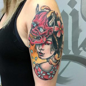 Tetování ve stylu neotraditional. Motiv asie. Střední kérka. Tetoval Jimbo tattoo.