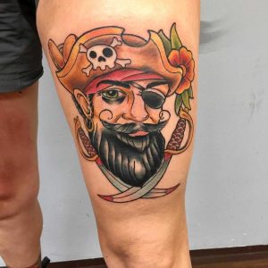 Tetování ve stylu neotraditional. Motiv portrét. Střední kérka. Tetoval Jimbo tattoo.