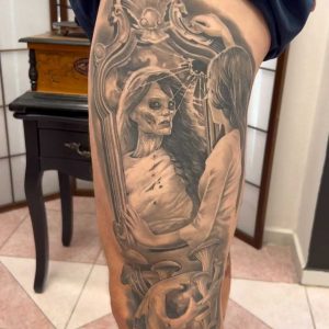 Tetování ve stylu realistic. Motiv lidé. Velká kérka. Tetoval Judas Tattoo.