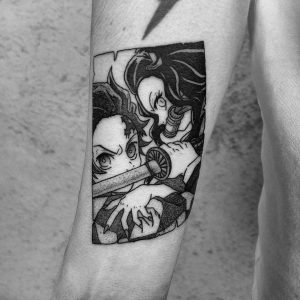 Tetování ve stylu blackwork. Motiv anime. Malá kérka. Tetovala Shinigami.