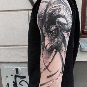 Tetování ve stylu blackwork. Motiv zvířata. Střední kérka. Tetoval Tomáš Kašpar.